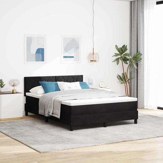 Maison Exclusive - Lit boxspring à LED avec tête de lit, noir, 140 x 190 cm, velours