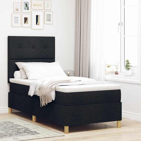 Maison Exclusive - Lit boxspring à LED avec tête de lit, noir, 80 x 200 cm, tissu