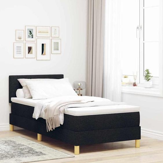 Maison Exclusive - Lit boxspring à LED avec tête de lit, noir, 80 x 200 cm, tissu
