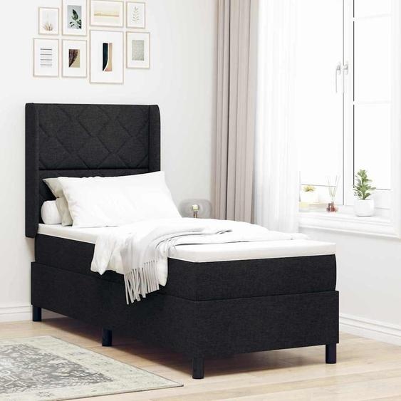 Maison Exclusive - Lit boxspring à LED avec tête de lit, noir, 80 x 200 cm, tissu
