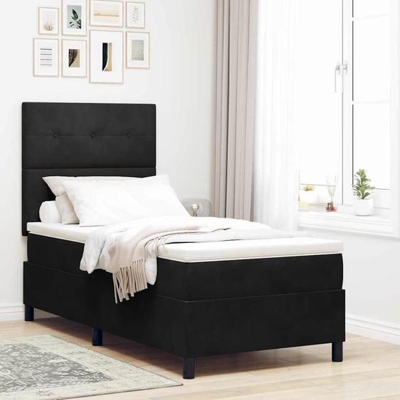 Maison Exclusive - Lit boxspring à LED avec tête de lit, noir, 80 x 200 cm, velours