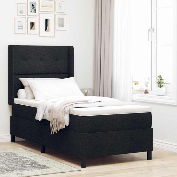 Maison Exclusive - Lit boxspring à LED avec tête de lit, noir, 90 x 190 cm, tissu