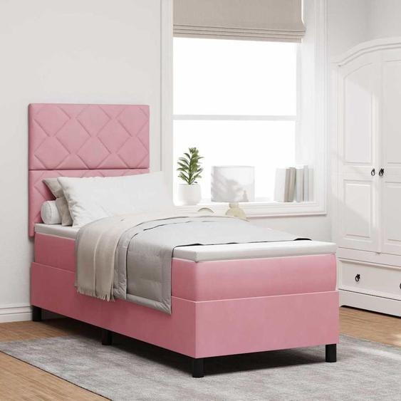 Maison Exclusive - Lit boxspring à LED avec tête de lit rose 80 x 200 cm, velours