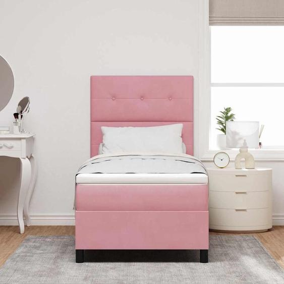 Maison Exclusive - Lit boxspring à LED avec tête de lit rose 80 x 200 cm, velours