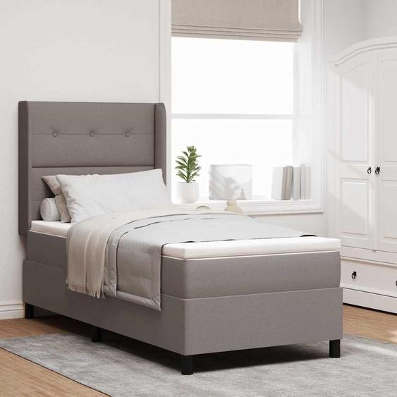 Maison Exclusive - Lit boxspring à LED avec tête de lit taupe 90 x 190 cm en tissu