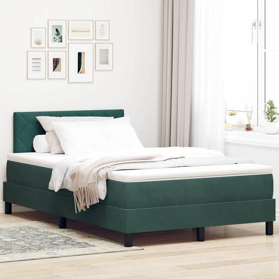 Maison Exclusive - Lit boxspring à LED avec tête de lit vert foncé 120 x 190 cm, velours