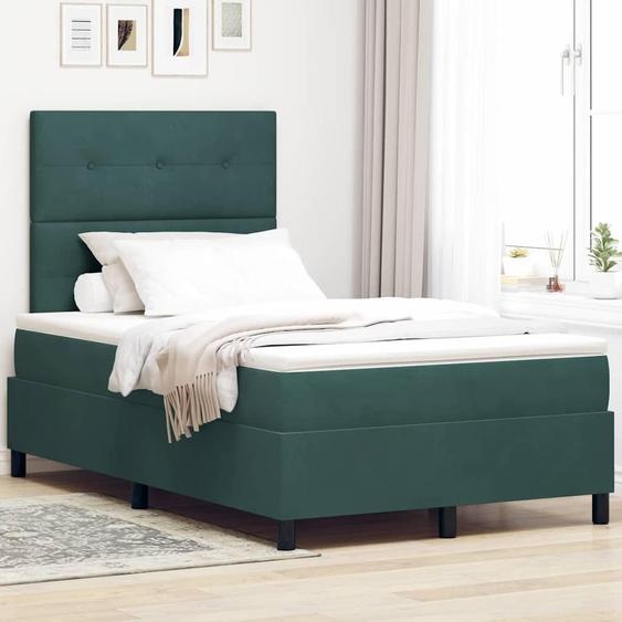 Maison Exclusive - Lit boxspring à LED avec tête de lit vert foncé 120 x 190 cm, velours