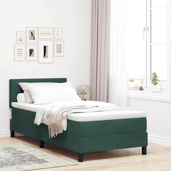 Maison Exclusive - Lit boxspring à LED avec tête de lit, vert foncé, 80 x 200 cm, velours