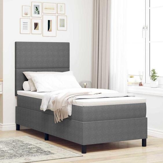 Maison Exclusive - Lit boxspring à LED gris clair et blanc, 80 x 200 cm, en velours côtelé