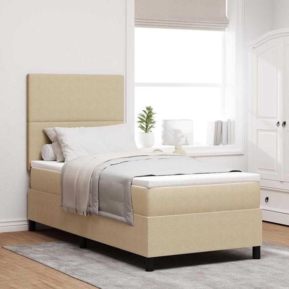 Maison Exclusive - Lit boxspring à LED gris clair et blanc, 80 x 200 cm, en velours côtelé