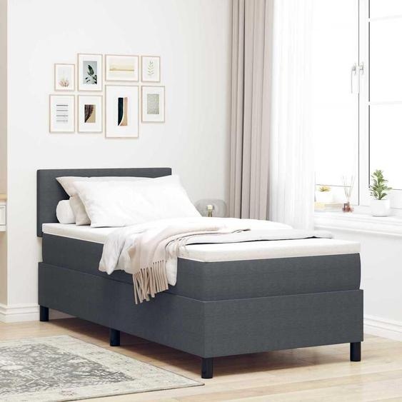 Maison Exclusive - Lit boxspring à LED gris foncé et blanc 90 x 200 cm en velours côtelé