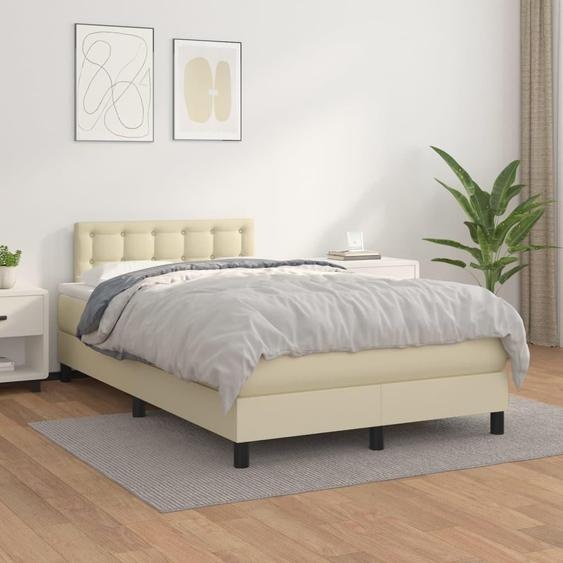 Maison Exclusive - Lit boxspring avec matelas Crème 120 x 200 cm, simili cuir
