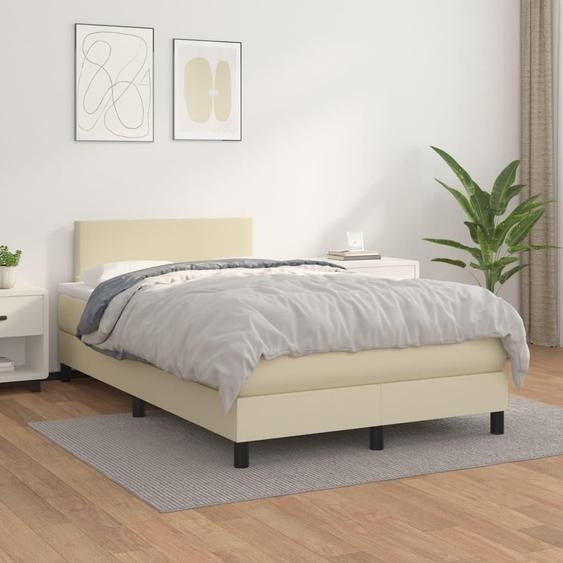 Maison Exclusive - Lit boxspring avec matelas Crème 120 x 200 cm, simili cuir