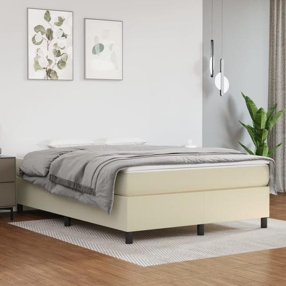 Maison Exclusive - Lit boxspring avec matelas Crème 140 x 190 cm, simili cuir