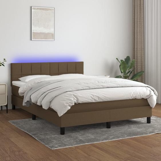 Maison Exclusive - Lit boxspring avec matelas et LED brun foncé 140x190 cm textile