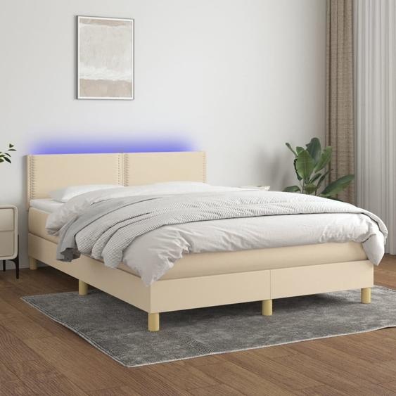 Maison Exclusive - Lit boxspring avec matelas et LED Crème 140x200 cm Tissu