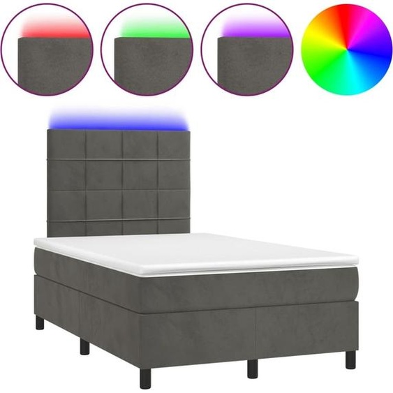 Maison Exclusive - Lit boxspring avec matelas et LED gris foncé 120x190 cm velours