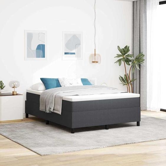 Maison Exclusive - Lit boxspring gris foncé et blanc 140 x 190 cm en velours côtelé