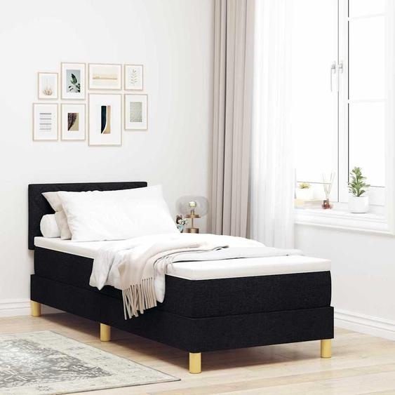 Maison Exclusive - Lit boxspring LED avec coussin, noir, 80 x 200 cm, tissu