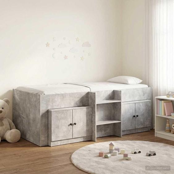 Maison Exclusive - Lit coffre avec armoire, 3 pièces, en bois imitation béton gris