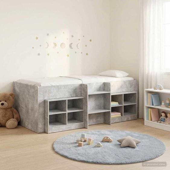 Maison Exclusive - Lit coffre avec armoire, 3 pièces, en bois imitation béton gris