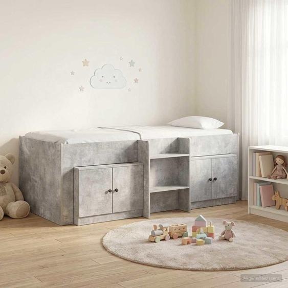 Maison Exclusive - Lit coffre avec armoire, 3 pièces, en bois imitation béton gris