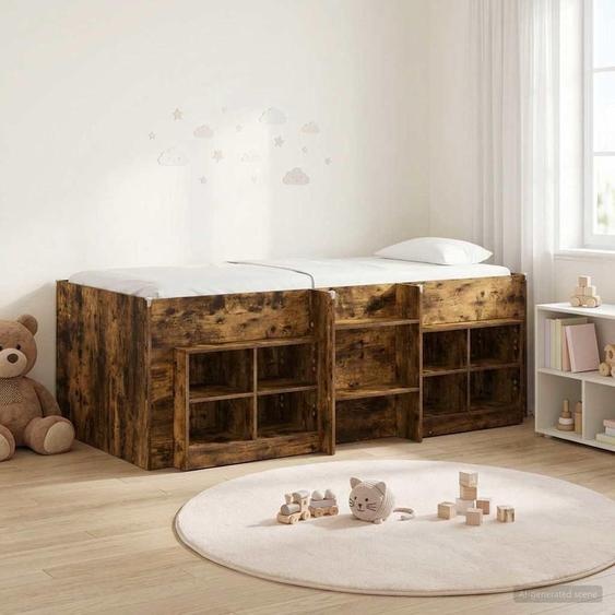 Maison Exclusive - Lit coffre avec étagères intégrées et armoire, en chêne fumé