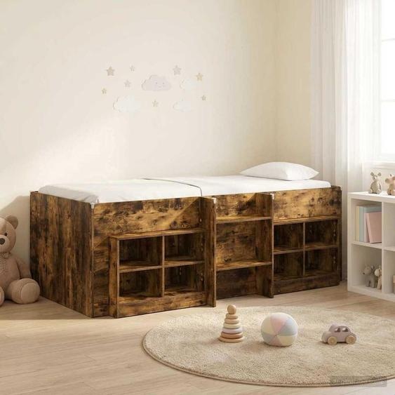 Maison Exclusive - Lit coffre avec étagères intégrées et armoire, en chêne fumé