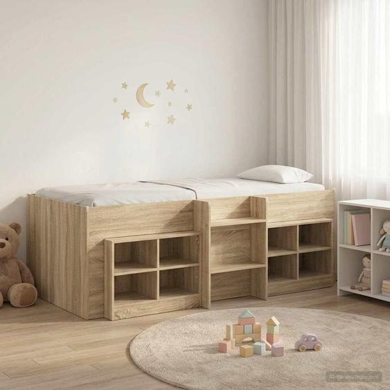 Maison Exclusive - Lit coffre en loft avec armoire, en bois imitation chêne Sonoma (3 pièces)