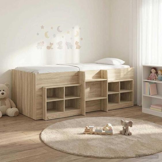 Maison Exclusive - Lit coffre en loft avec armoire, en bois imitation chêne Sonoma (3 pièces)