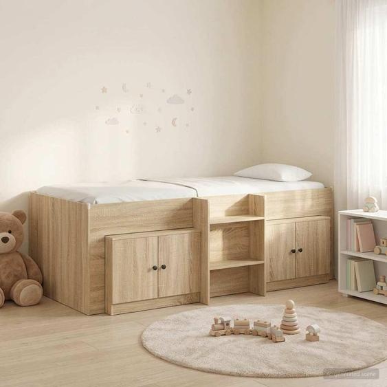 Maison Exclusive - Lit coffre en loft avec armoire, en bois imitation chêne Sonoma (3 pièces)