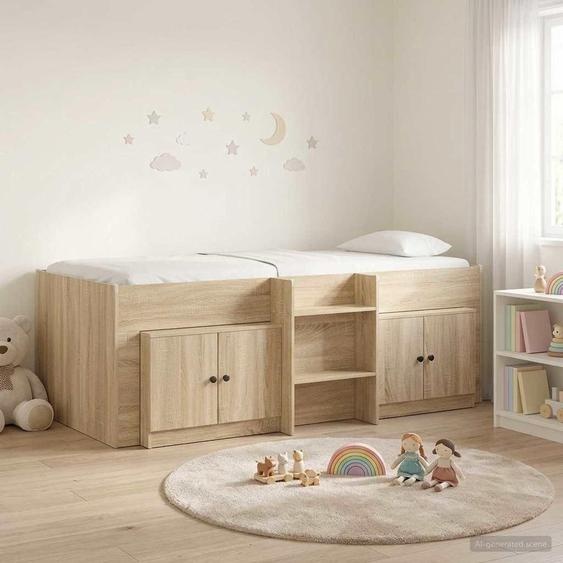Maison Exclusive - Lit coffre en loft avec armoire, en bois imitation chêne Sonoma (3 pièces)