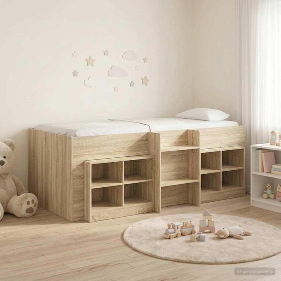 Maison Exclusive - Lit coffre en loft avec armoire, en bois imitation chêne Sonoma (3 pièces)