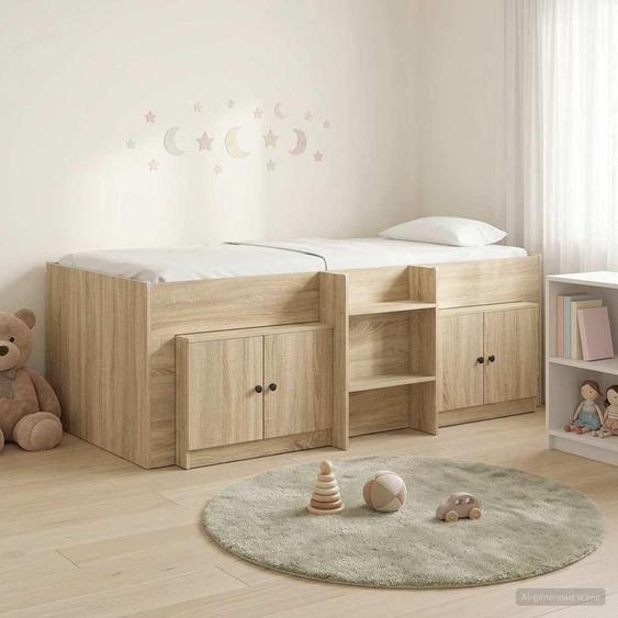 Maison Exclusive - Lit coffre en loft avec armoire, en bois imitation chêne Sonoma (3 pièces)