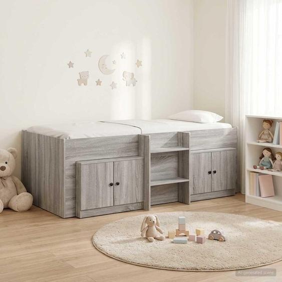 Maison Exclusive - Lit coffre en loft avec armoire, en bois imitation chêne Sonoma, finition gris
