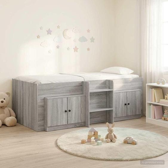 Maison Exclusive - Lit coffre en loft avec armoire, en bois imitation chêne Sonoma, finition gris