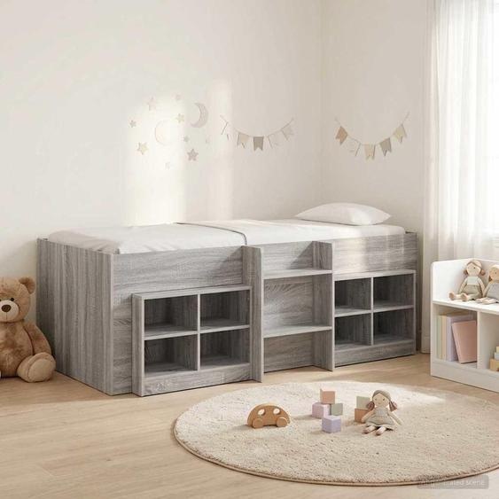 Maison Exclusive - Lit coffre en loft avec armoire, en bois imitation chêne Sonoma, finition gris