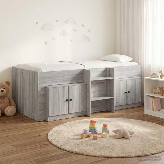Maison Exclusive - Lit coffre en loft avec armoire, en bois imitation chêne Sonoma, finition gris