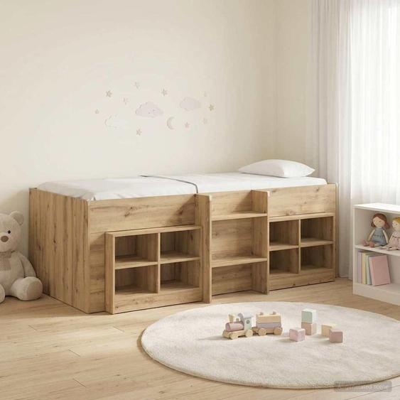 Maison Exclusive - Lit coffre en loft avec armoire, en bois stratifié chêne artisanal (3 pièces)