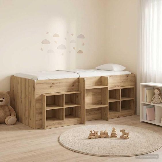 Maison Exclusive - Lit coffre en loft avec armoire, en bois stratifié chêne artisanal (3 pièces)