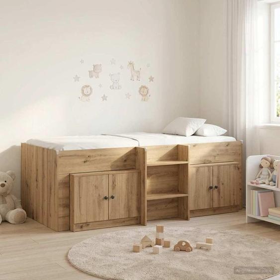 Maison Exclusive - Lit coffre en loft avec armoire, en bois stratifié chêne artisanal (3 pièces)