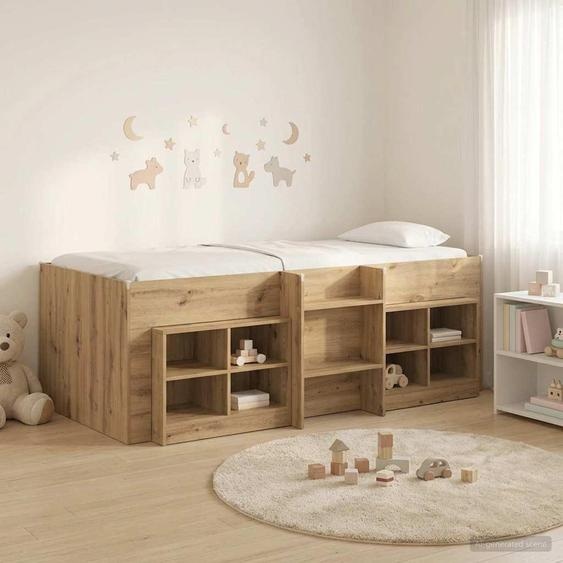 Maison Exclusive - Lit coffre en loft avec armoire, en bois stratifié chêne artisanal (3 pièces)