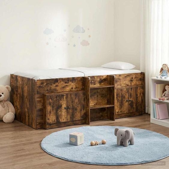 Maison Exclusive - Lit coffre en loft avec armoire, en bois stratifié chêne fumé (3 pièces)