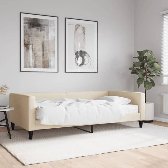 Maison Exclusive - Lit de jour avec matelas, couleur crème, 100 x 200 cm, tissu