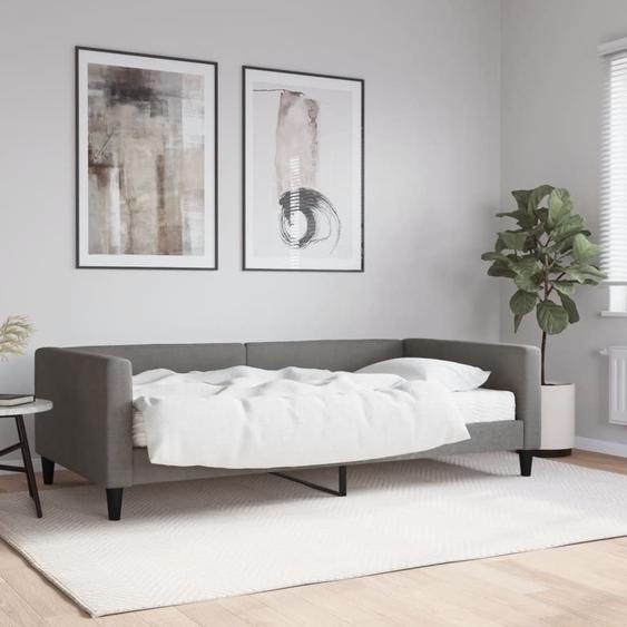 Maison Exclusive - Lit de jour avec matelas, gris foncé, 100 x 200 cm, tissu