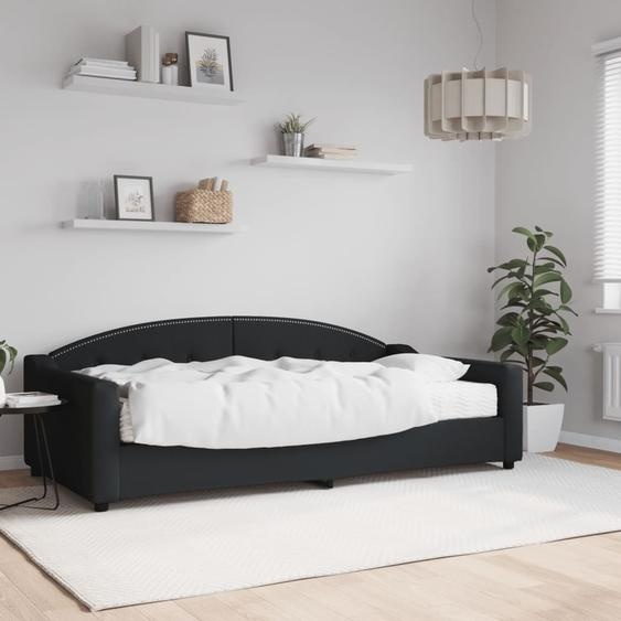 Maison Exclusive - Lit de jour avec matelas noir 100 x 200 cm en tissu