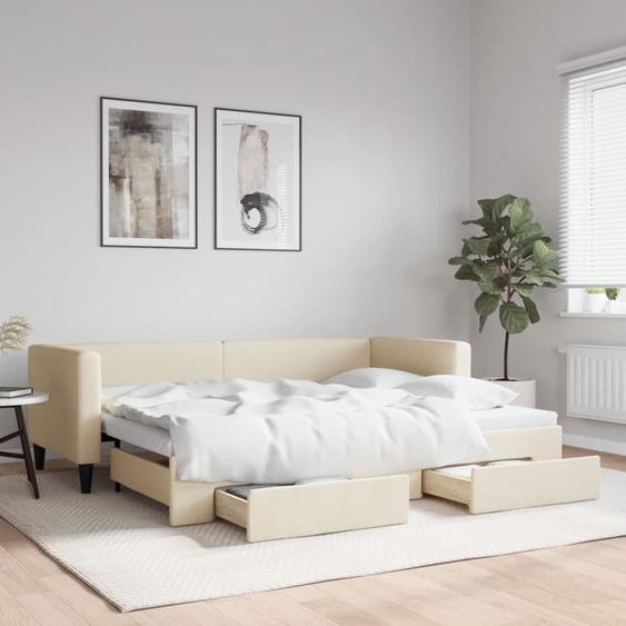 Maison Exclusive - Lit de jour convertible avec tiroirs, couleur crème, 80 x 200 cm, tissu