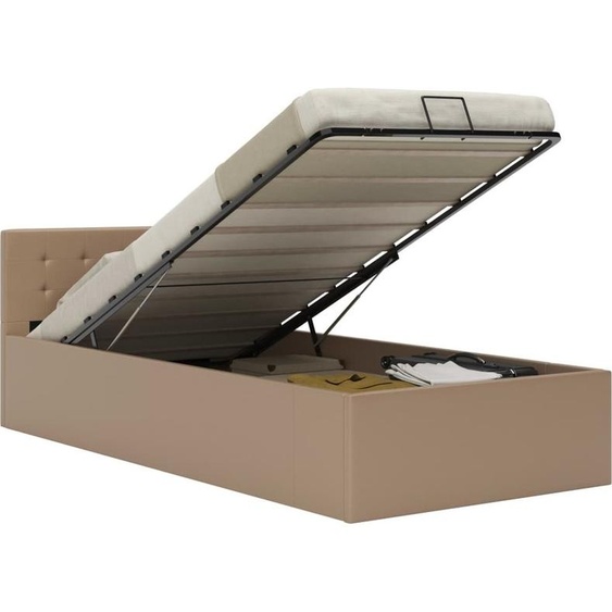 Maison Exclusive - Lit escamotable à système hydraulique, simili cuir marron cappuccino, 100 × 200 cm