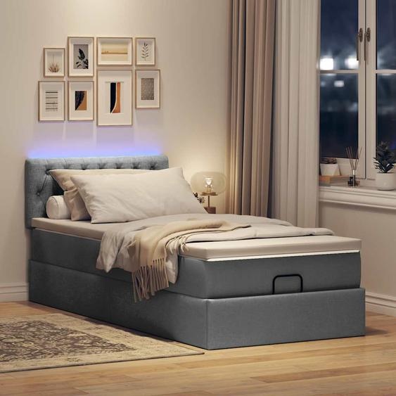 Maison Exclusive - Lit ottoman avec matelas et LED Gris foncé 80x200cm tissu