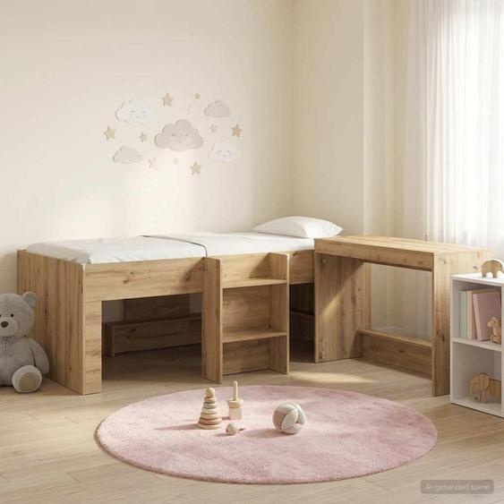 Maison Exclusive - Lit superposé avec bureau pour enfants, 2 pièces, en chêne massif